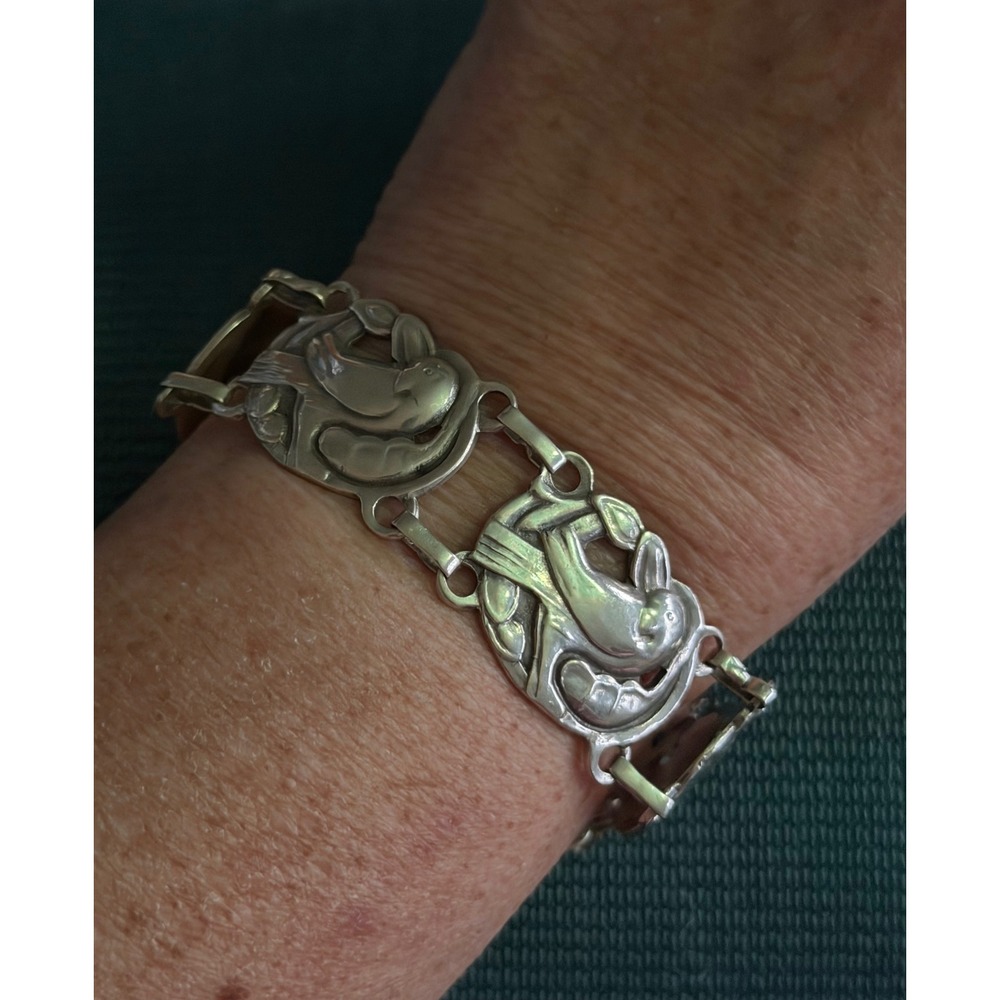 Vintage Sterling Silver Bracelet Dove Bird Scandinavian Design